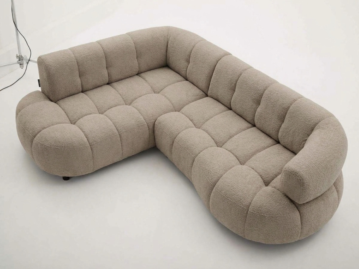 Canapé d'angle L convertible avance-recule électrique LOVELY tissu chenille