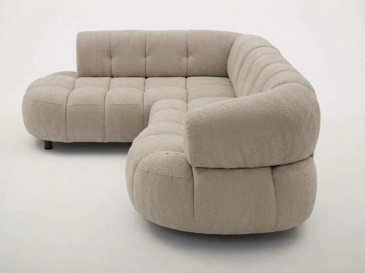 Canapé d'angle L convertible avance-recule électrique LOVELY tissu chenille