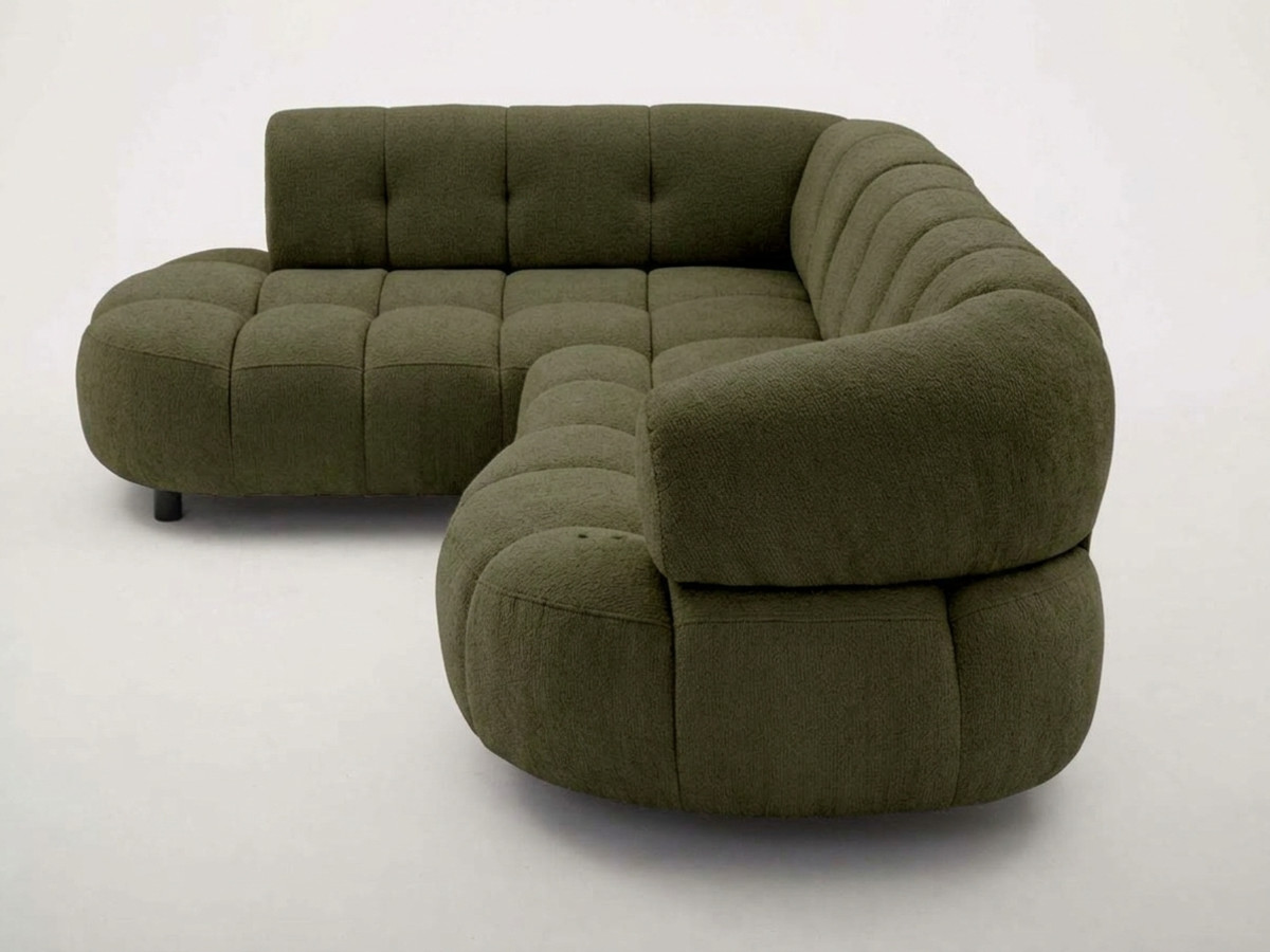 Canapé d'angle L convertible avance-recule électrique LOVELY tissu chenille