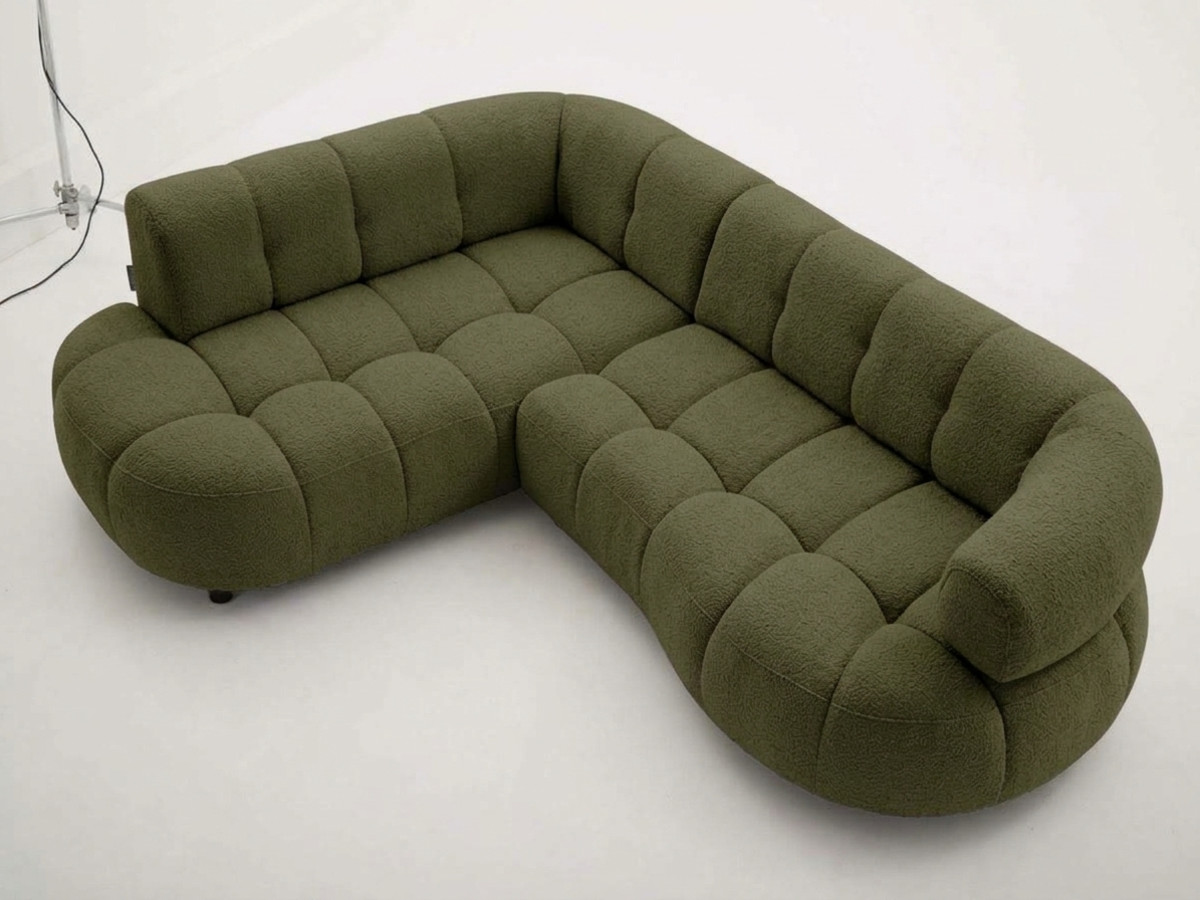 Canapé d'angle L convertible avance-recule électrique LOVELY tissu chenille