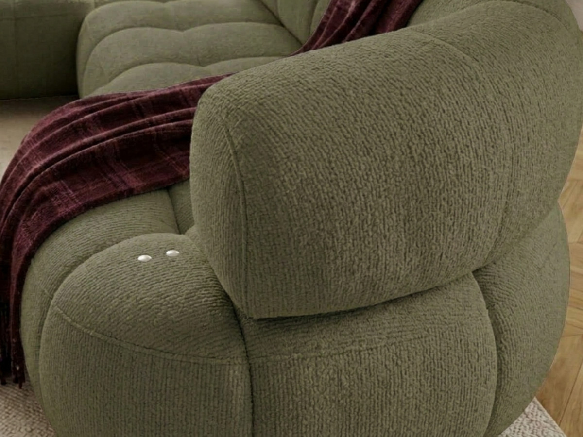 Canapé d'angle L convertible avance-recule électrique LOVELY tissu chenille