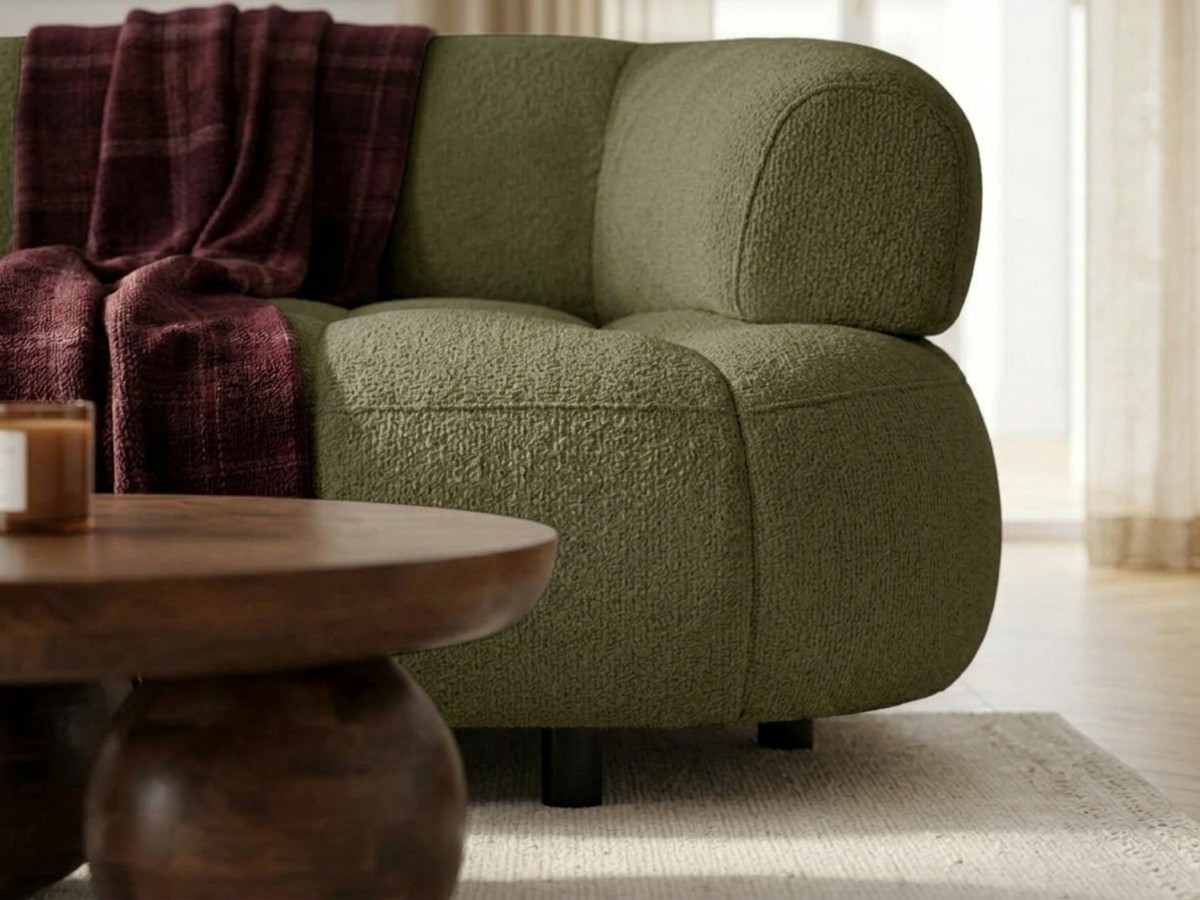 Canapé d'angle L convertible avance-recule électrique LOVELY tissu chenille