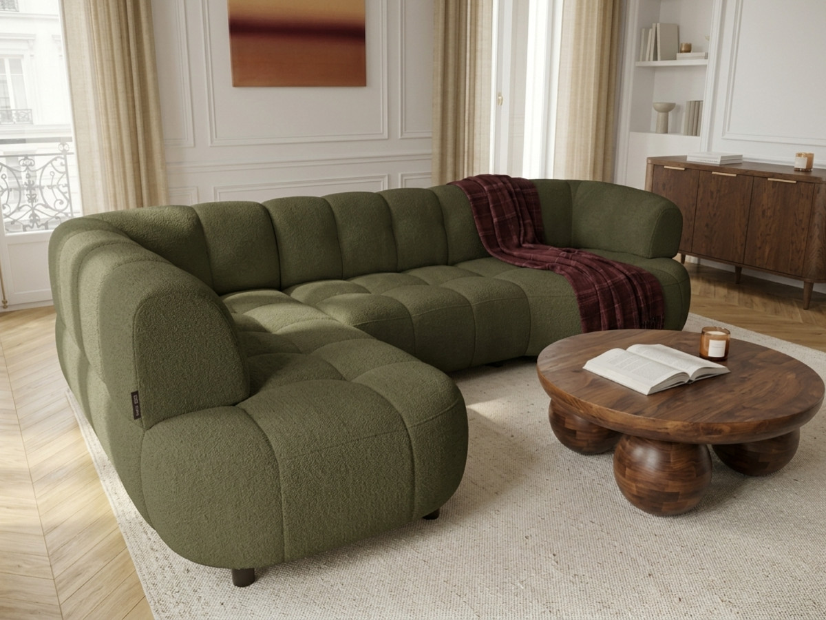 Canapé d'angle L convertible avance-recule électrique LOVELY tissu chenille