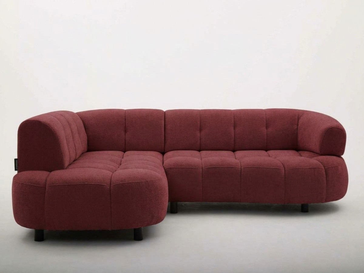 canapé d'angle l convertible avance-recule électrique lovely tissu chenille de couleur rouge
