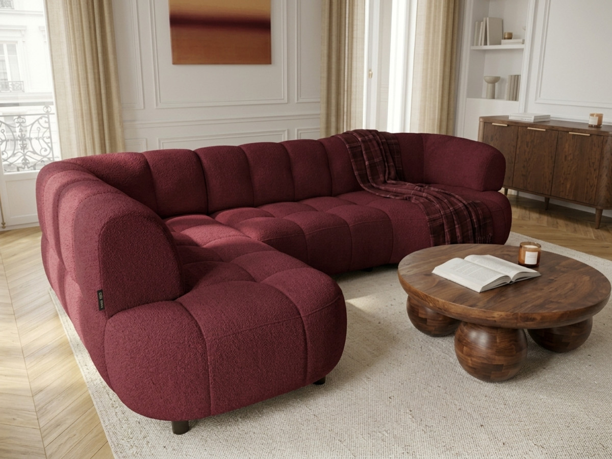 Canapé d'angle L convertible avance-recule électrique LOVELY tissu chenille