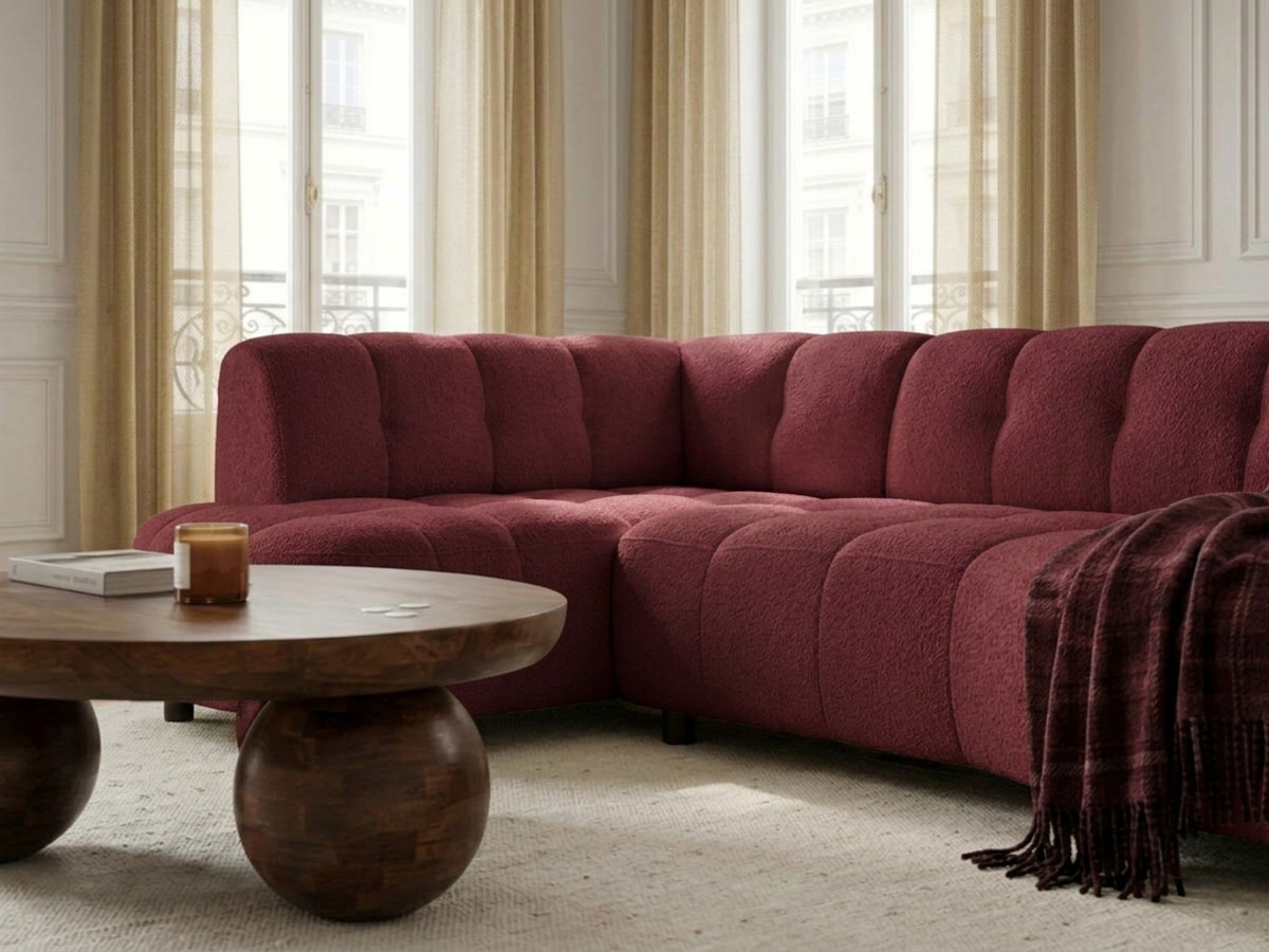 Canapé d'angle L convertible avance-recule électrique LOVELY tissu chenille