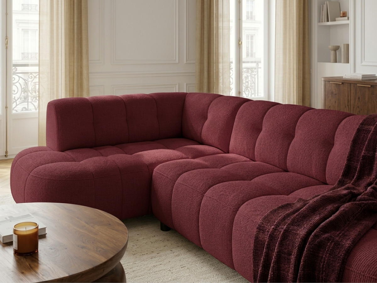 Canapé d'angle L convertible avance-recule électrique LOVELY tissu chenille