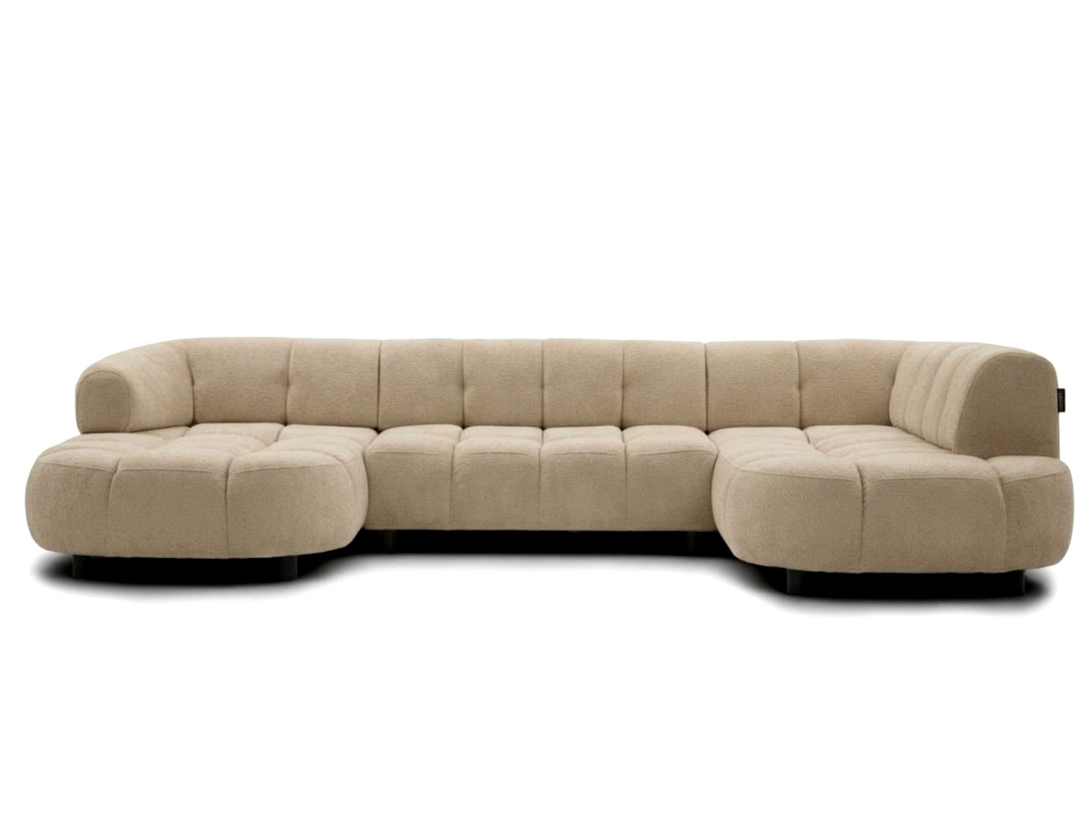 Sofa panoramiczna z elektrycznym wysuwaniem i wsuwaniem, LOVELY, tkanina szenilowa
