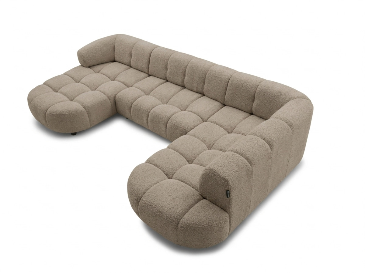 Sofa panoramiczna z elektrycznym wysuwaniem i wsuwaniem, LOVELY, tkanina szenilowa