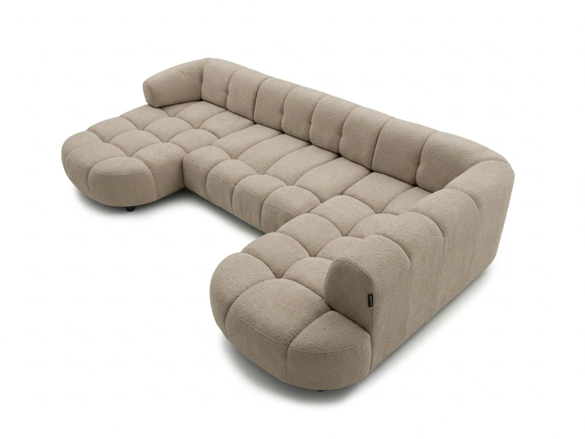 Sofa panoramiczna z elektrycznym wysuwaniem i wsuwaniem, LOVELY, tkanina szenilowa