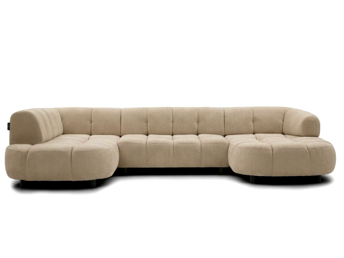 Sofa panoramiczna z elektrycznym wysuwaniem i wsuwaniem, LOVELY, tkanina szenilowa