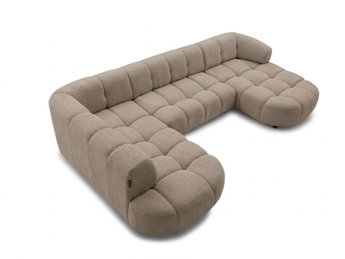 Sofa panoramiczna z elektrycznym wysuwaniem i wsuwaniem, LOVELY, tkanina szenilowa