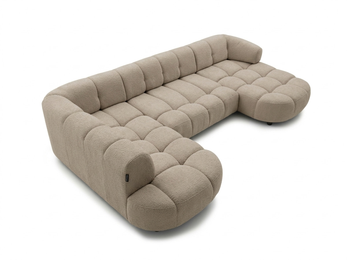 Sofa panoramiczna z elektrycznym wysuwaniem i wsuwaniem, LOVELY, tkanina szenilowa