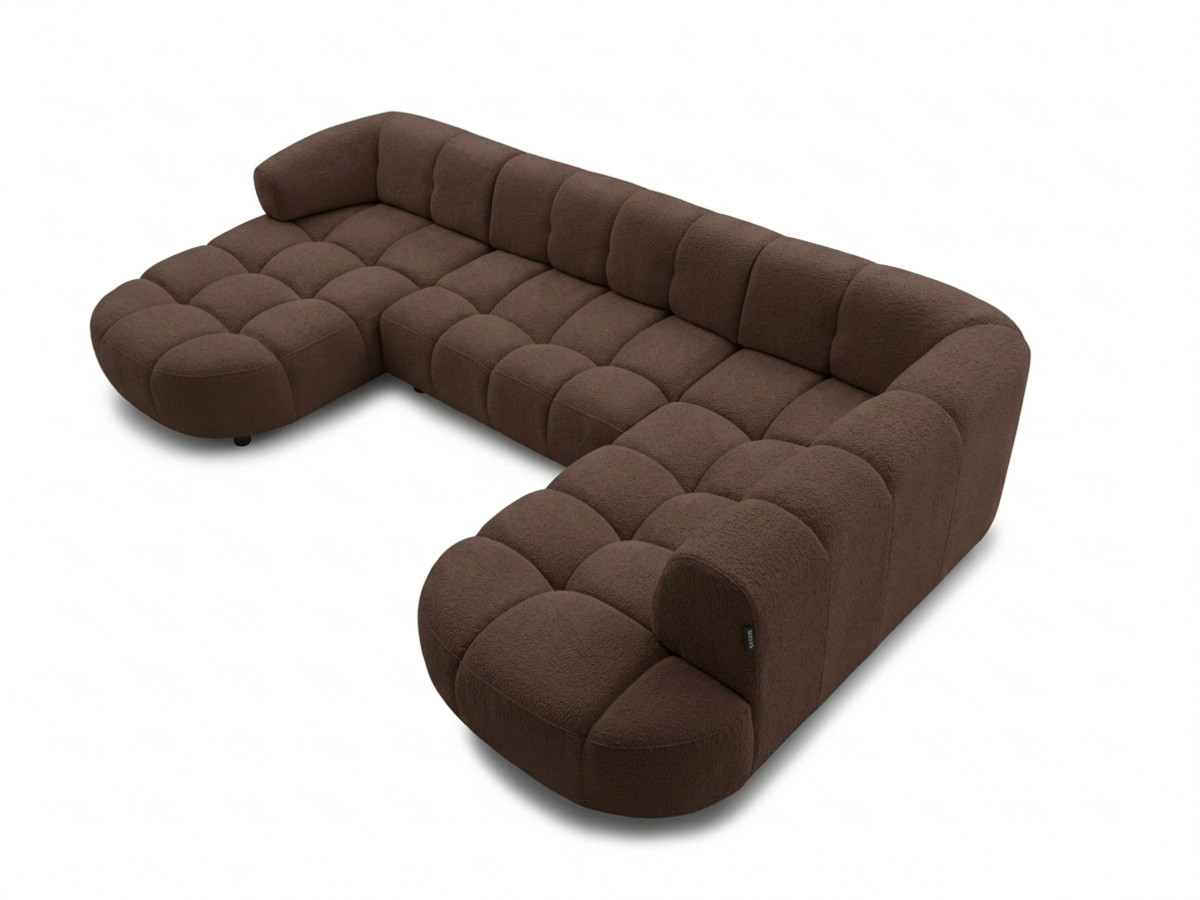 Sofa panoramiczna z elektrycznym wysuwaniem i wsuwaniem, LOVELY, tkanina szenilowa