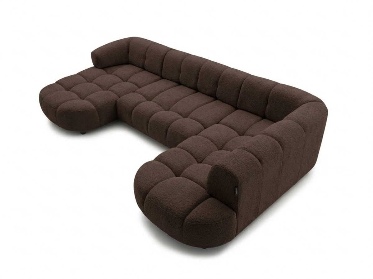 Sofa panoramiczna z elektrycznym wysuwaniem i wsuwaniem, LOVELY, tkanina szenilowa