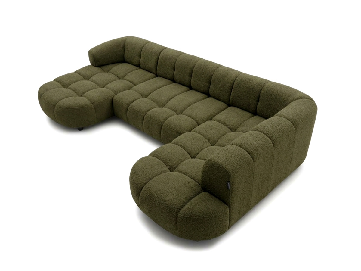 Sofa panoramiczna z elektrycznym wysuwaniem i wsuwaniem, LOVELY, tkanina szenilowa
