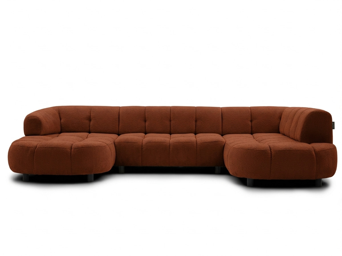 sofa panoramiczna z elektrycznym wysuwaniem i wsuwaniem, lovely, tkanina szenilowa kolorowy orange