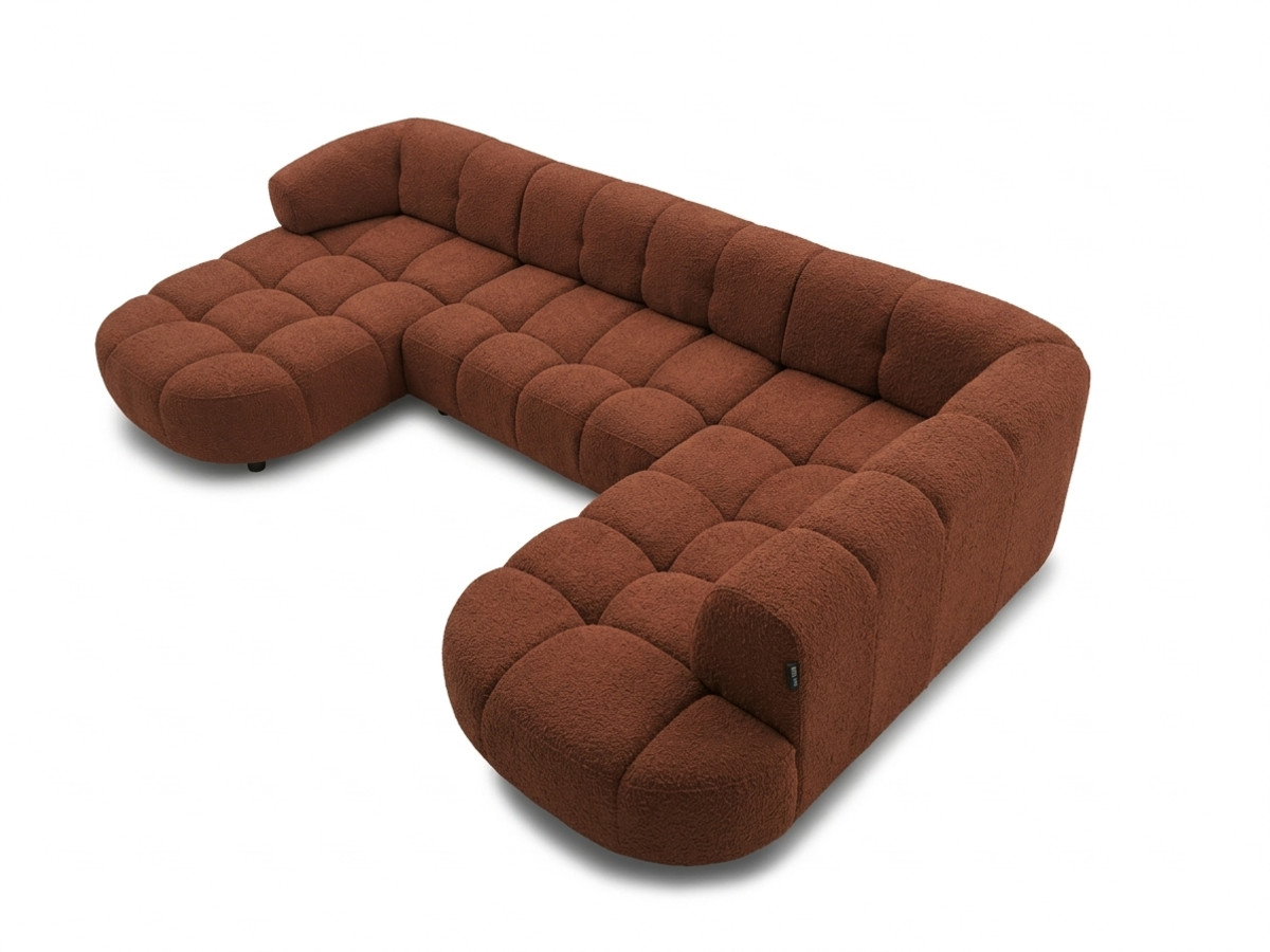 Sofa panoramiczna z elektrycznym wysuwaniem i wsuwaniem, LOVELY, tkanina szenilowa