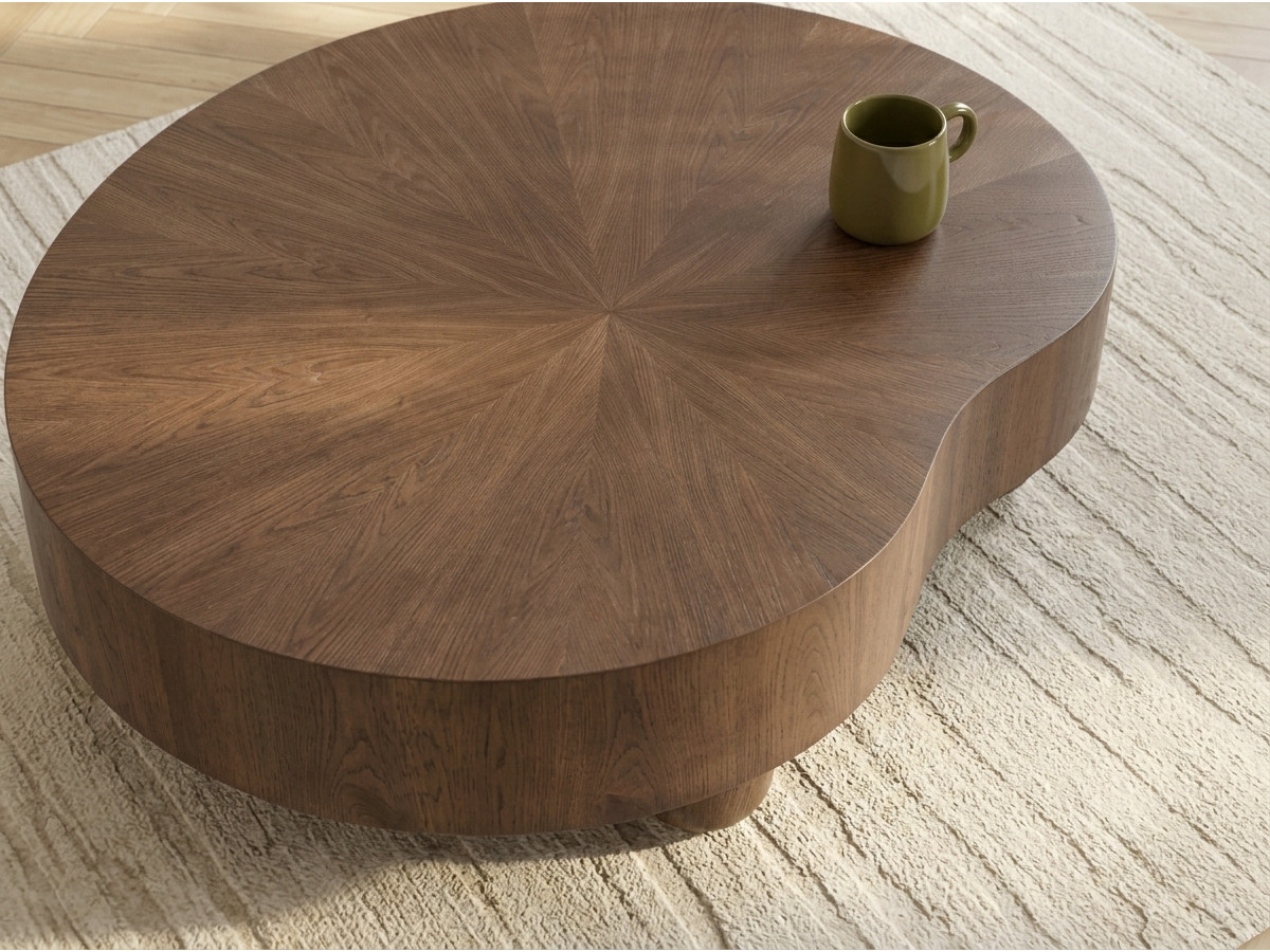 Organische salontafel 99 cm COURCELLES met massief eiken fineer