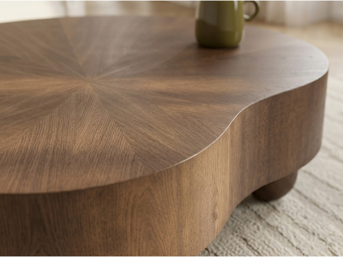 Organische salontafel 99 cm COURCELLES met massief eiken fineer