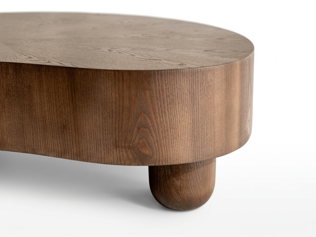 Organische salontafel 99 cm COURCELLES met massief eiken fineer