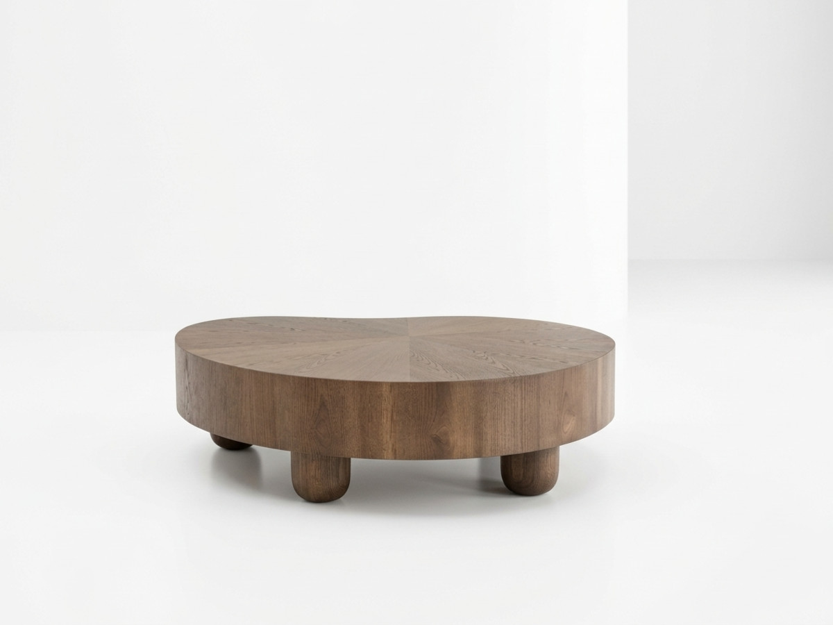 Organische salontafel 99 cm COURCELLES met massief eiken fineer