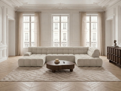 Canapé panoramique avance-recule électrique ANDRE tissu texturé
