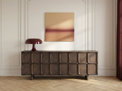 Buffet 4 portes 180 cm AUBIN plaquage chêne massif