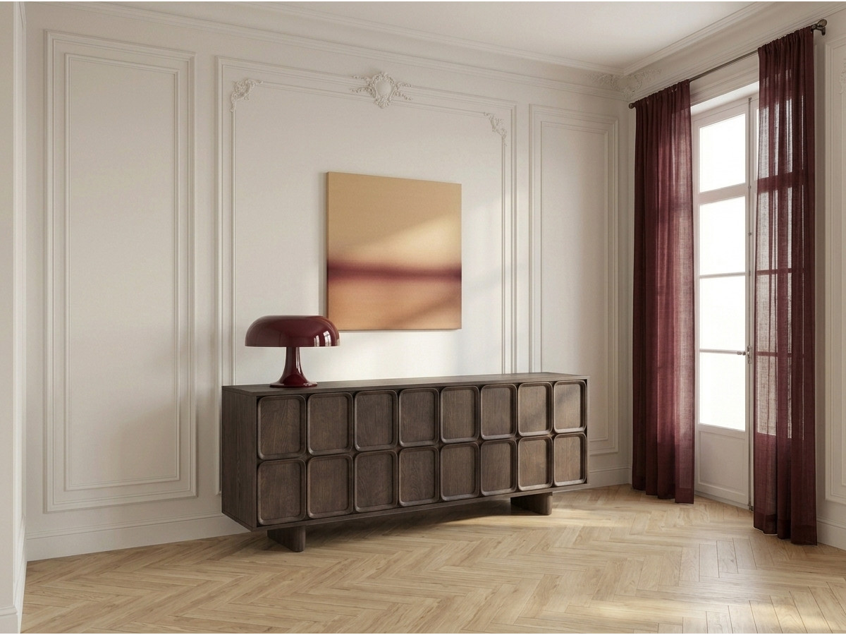 Dressoir 4 deuren 180 cm AUBIN massief eikenveneer