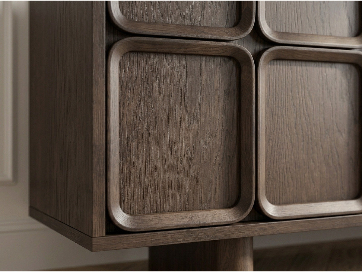 Dressoir 4 deuren 180 cm AUBIN massief eikenveneer