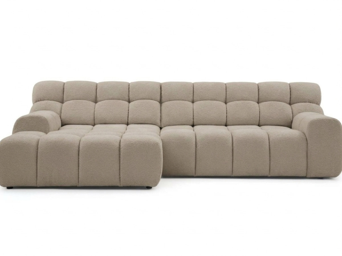 sofa narożna z funkcją spania, elektrycznym wysuwaniem i wsuwaniem, andre, tkanina strukturalna kolorowy beige