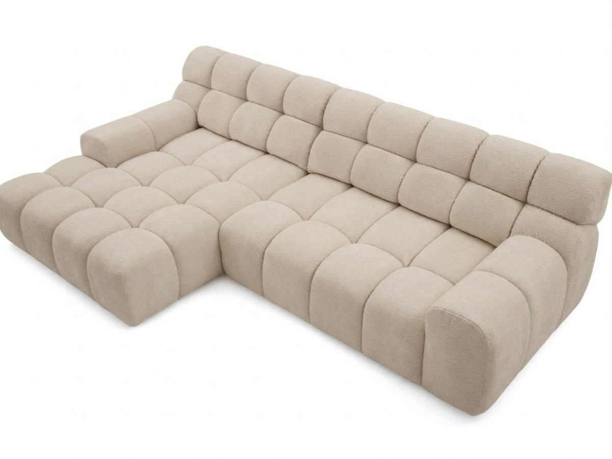 Sofa narożna z funkcją spania, elektrycznym wysuwaniem i wsuwaniem, ANDRE, tkanina strukturalna