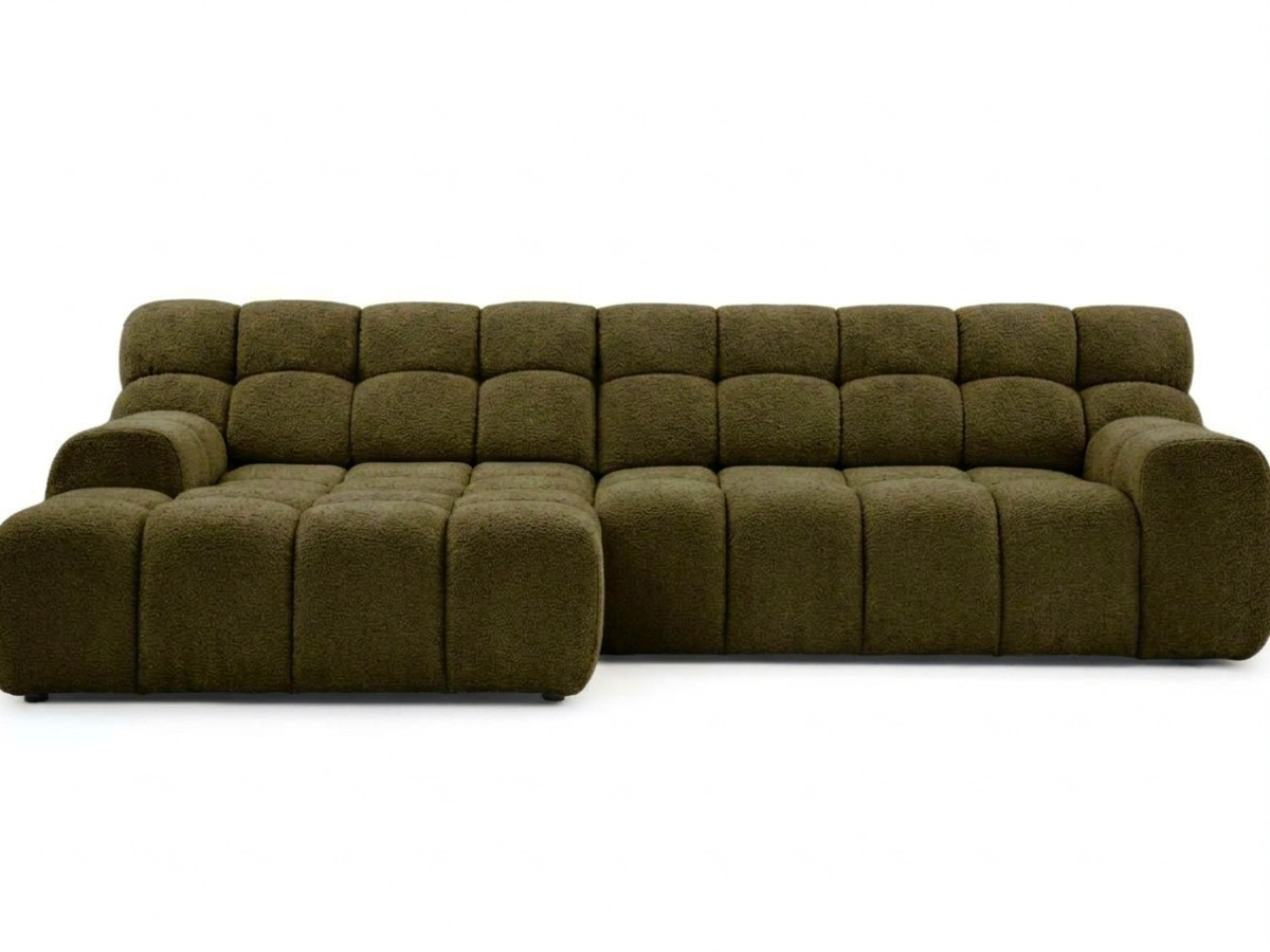 sofa narożna z funkcją spania, elektrycznym wysuwaniem i wsuwaniem, andre, tkanina strukturalna kolorowy vert
