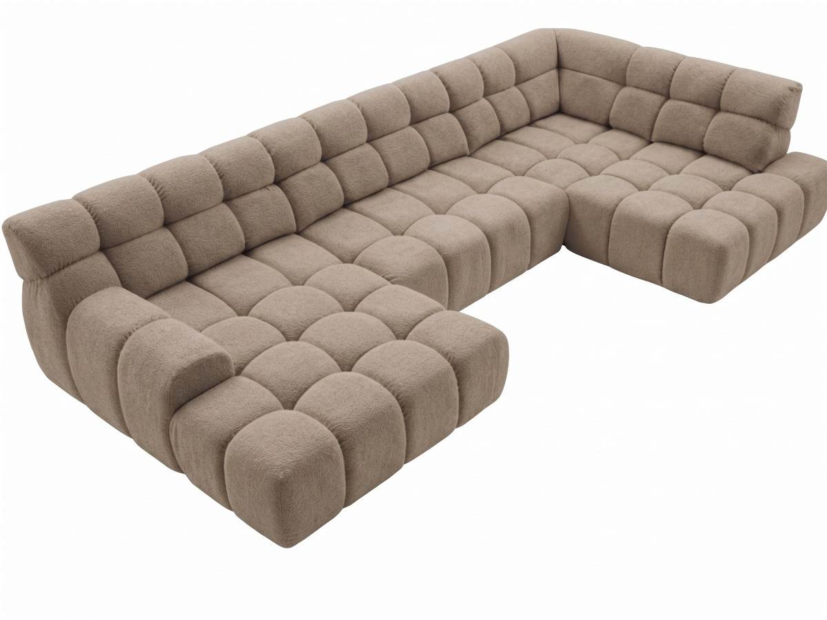 Canapé panoramique avance-recule électrique ANDRE texturé beige — vue 3