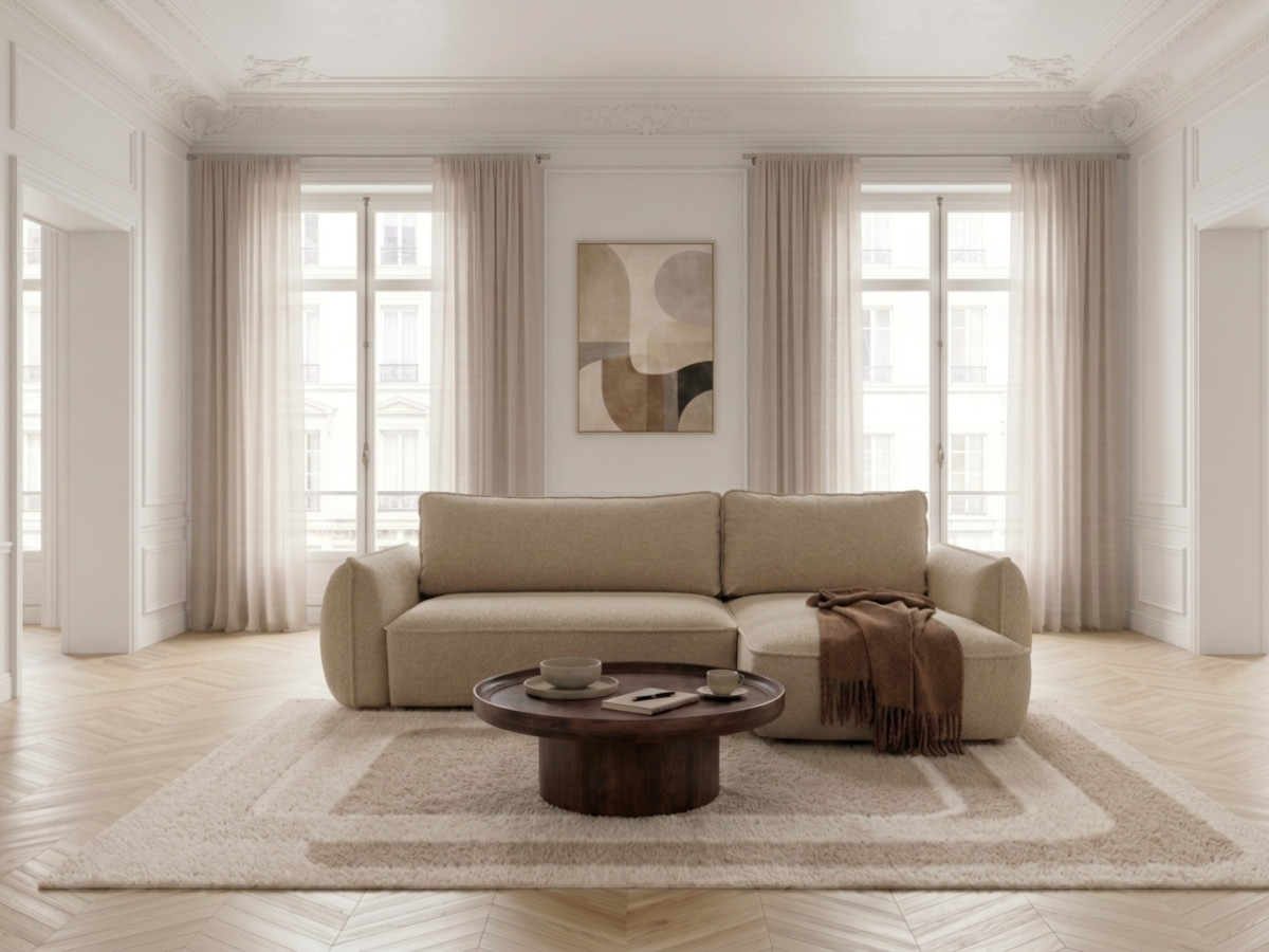 Canapé d'angle convertible réversible ESMEE tissu chenille