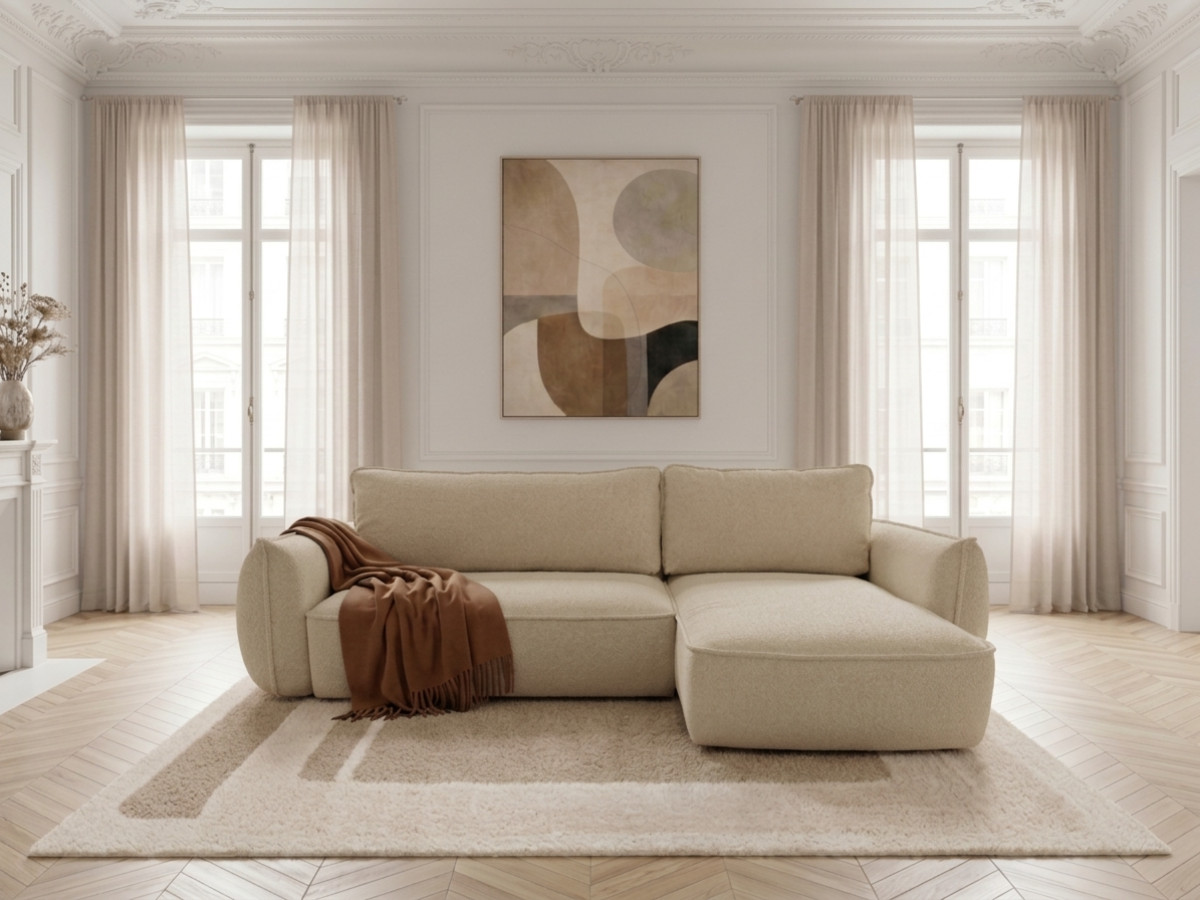 Canapé d'angle convertible réversible ESMEE tissu chenille