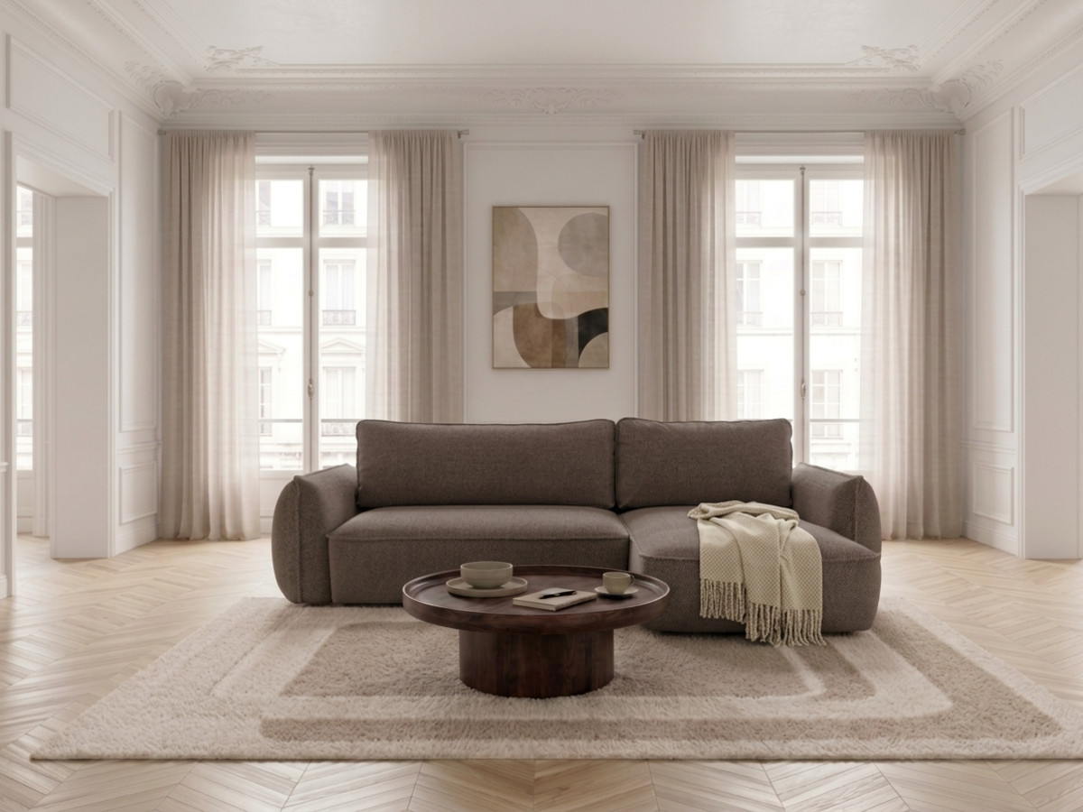 Canapé d'angle convertible réversible ESMEE tissu chenille