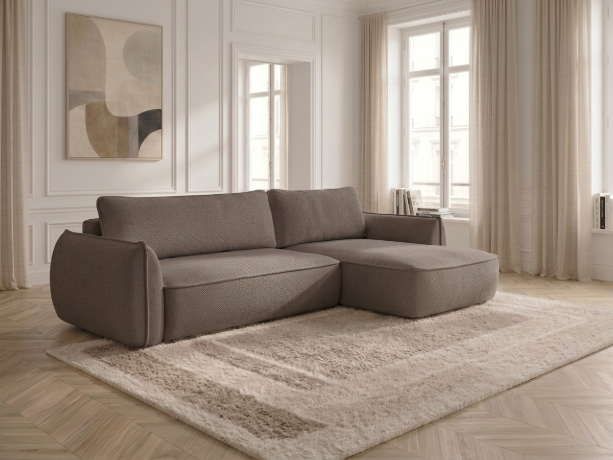 Canapé d'angle convertible réversible ESMEE chenille taupe — vue 6