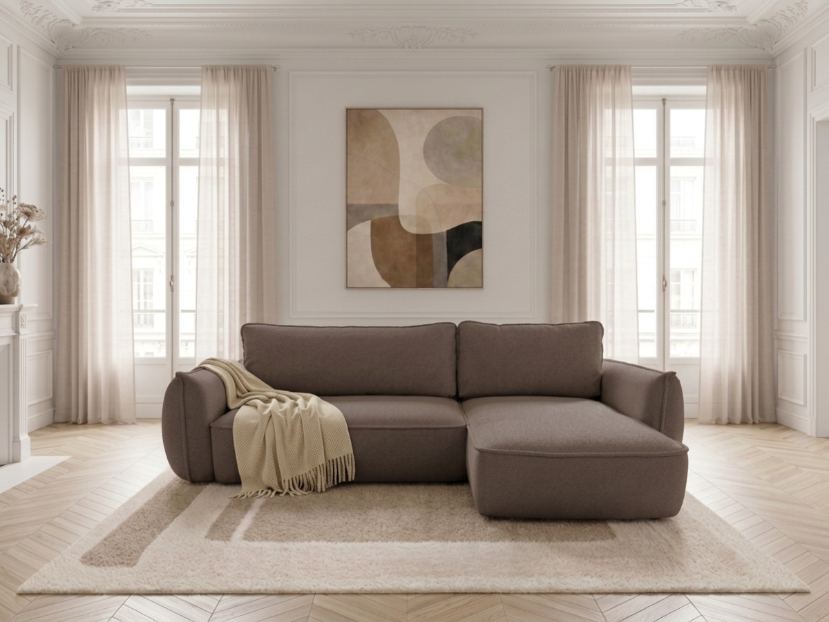 Canapé d'angle convertible réversible ESMEE tissu chenille