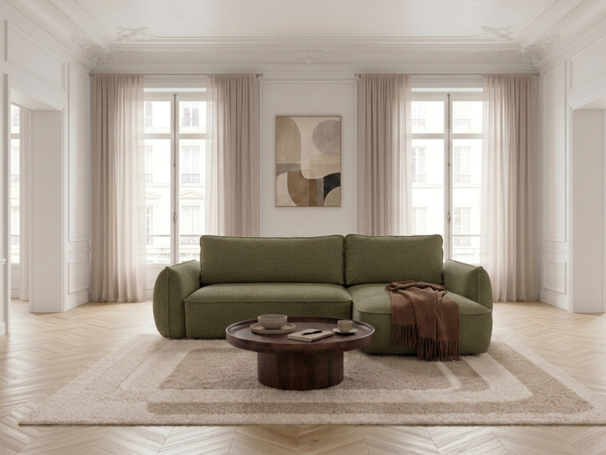 Canapé d'angle convertible réversible ESMEE tissu chenille