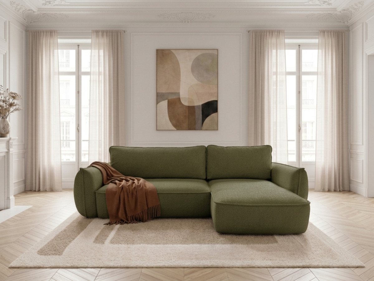 Canapé d'angle convertible réversible ESMEE tissu chenille