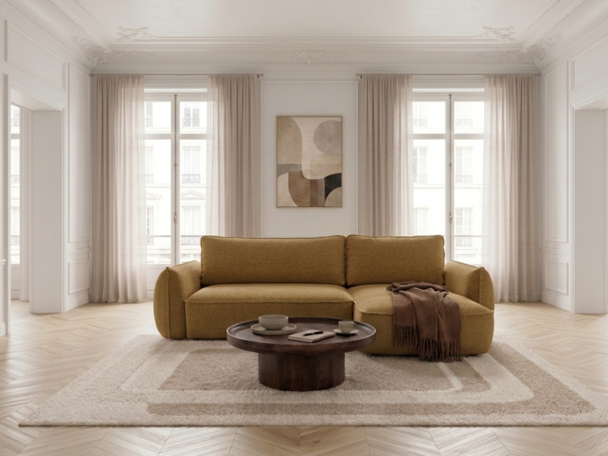 Canapé d'angle convertible réversible ESMEE tissu chenille