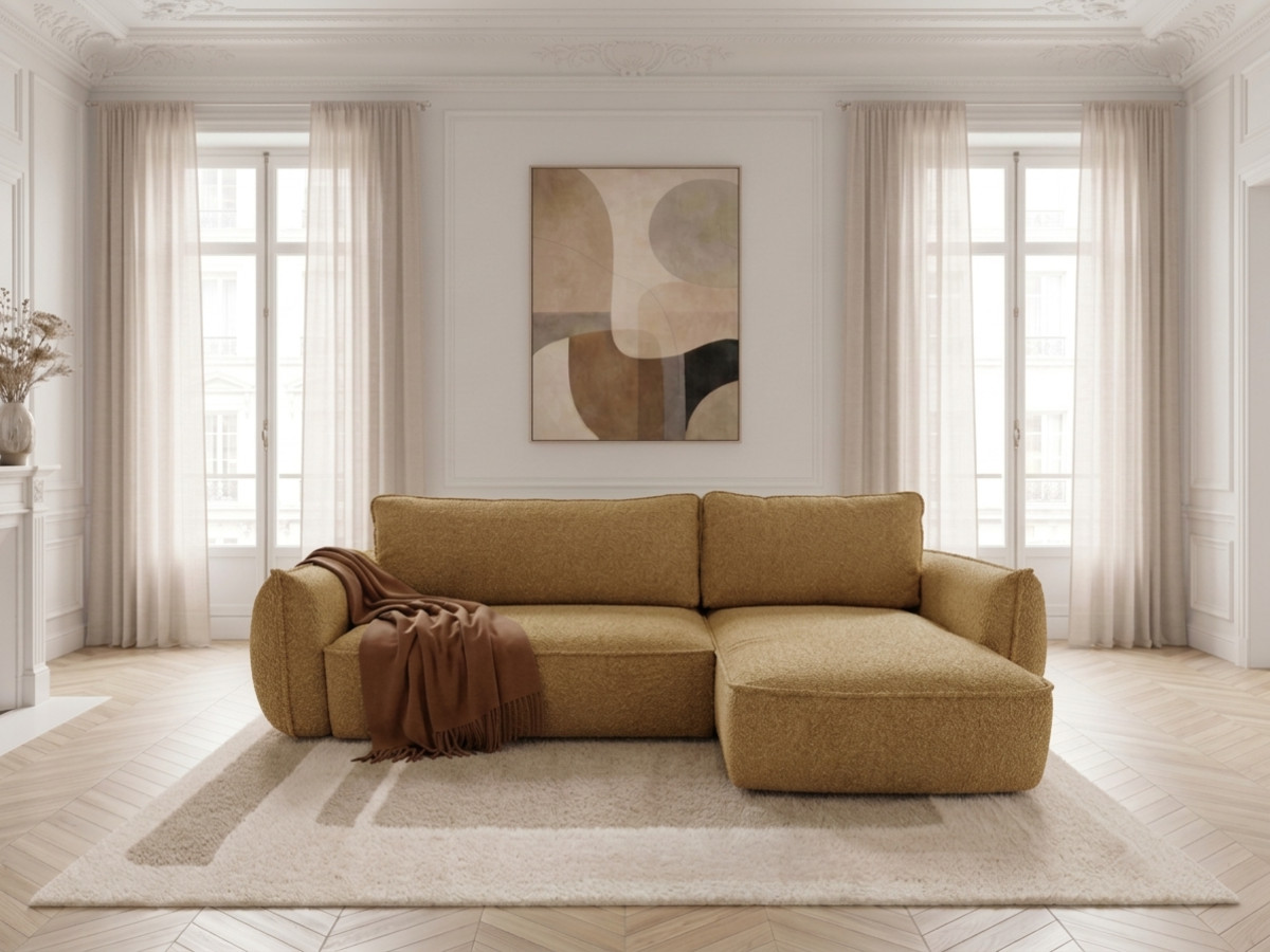 Canapé d'angle convertible réversible ESMEE tissu chenille