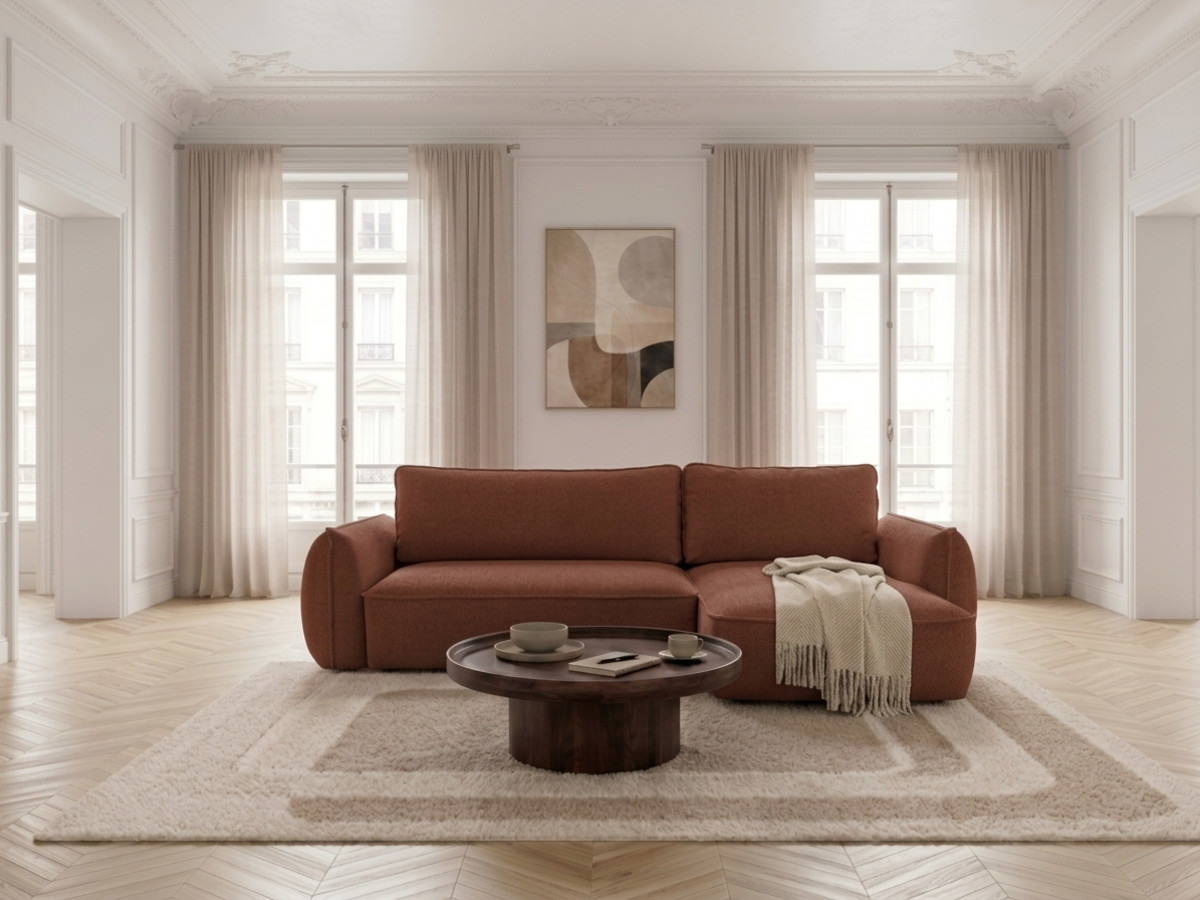 Canapé d'angle convertible réversible ESMEE tissu chenille