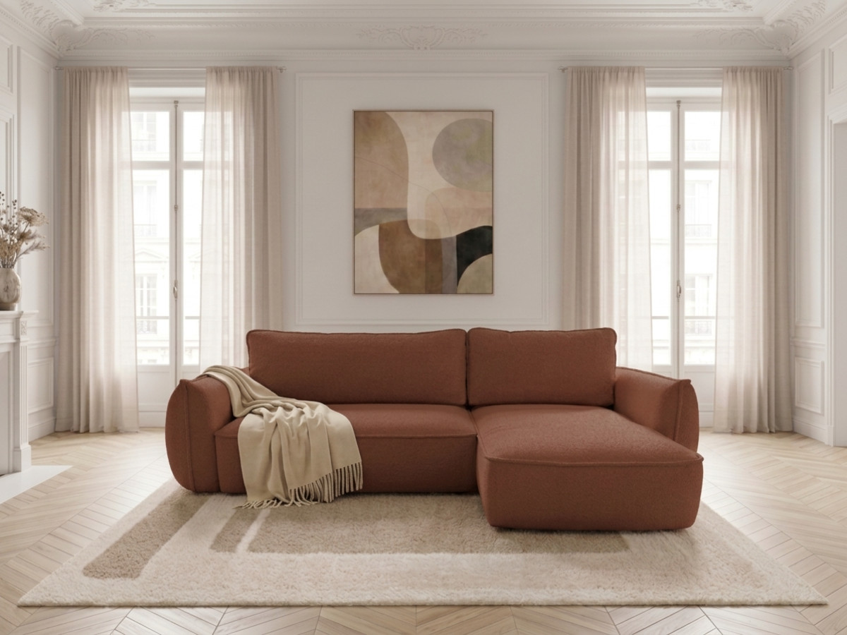 Canapé d'angle convertible réversible ESMEE tissu chenille