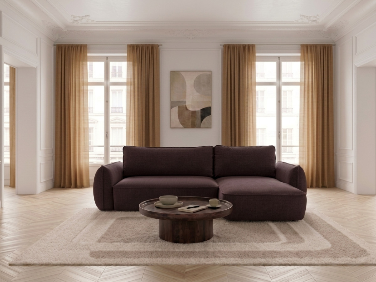 Canapé d'angle convertible réversible ESMEE tissu chenille