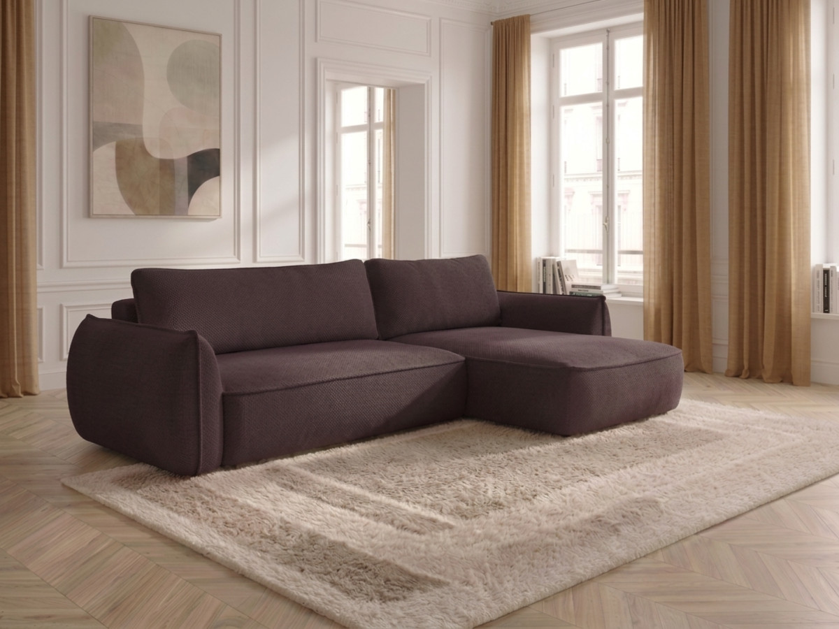 Canapé d'angle convertible réversible ESMEE chenille violet — vue 6