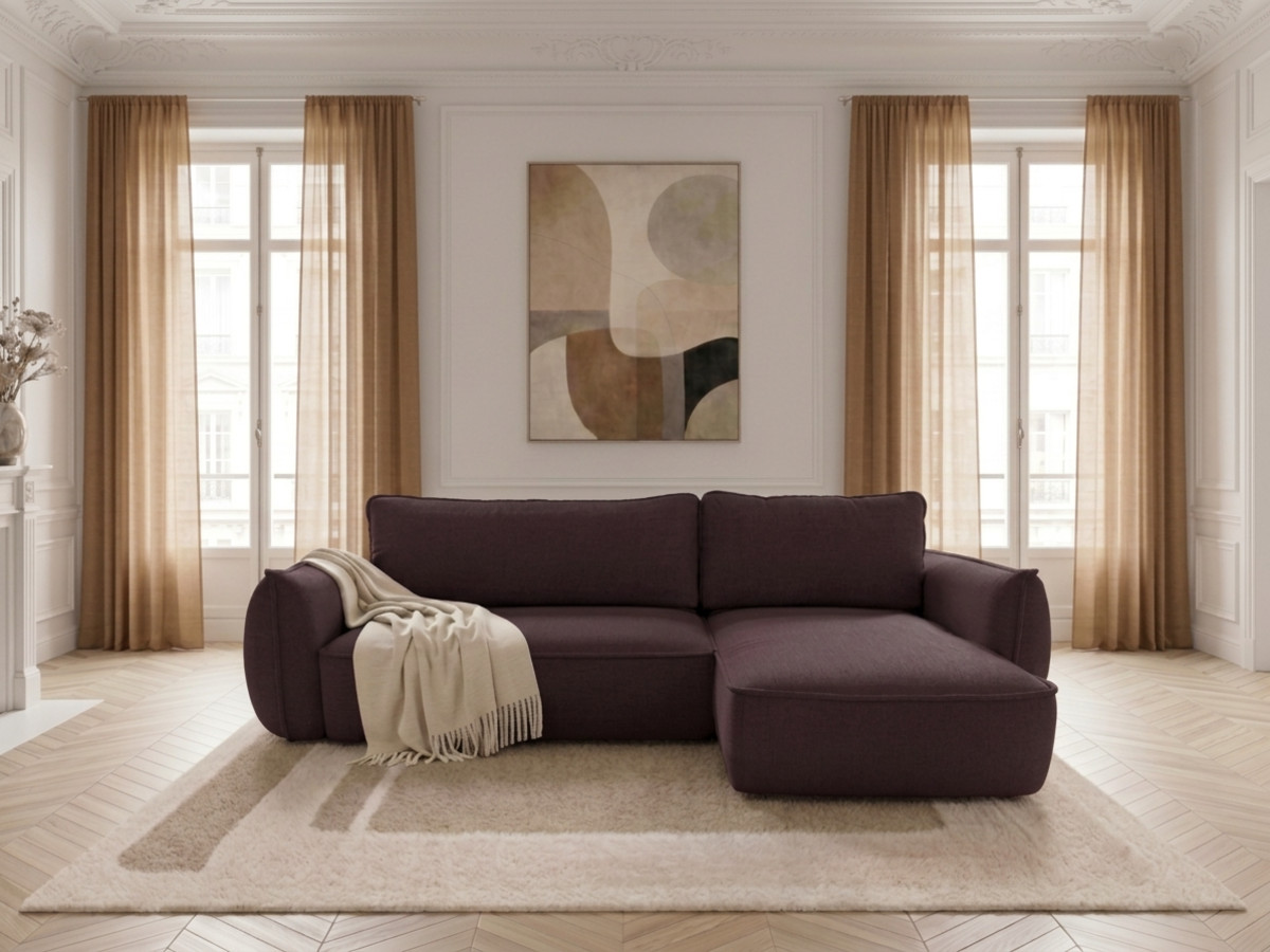 Canapé d'angle convertible réversible ESMEE tissu chenille
