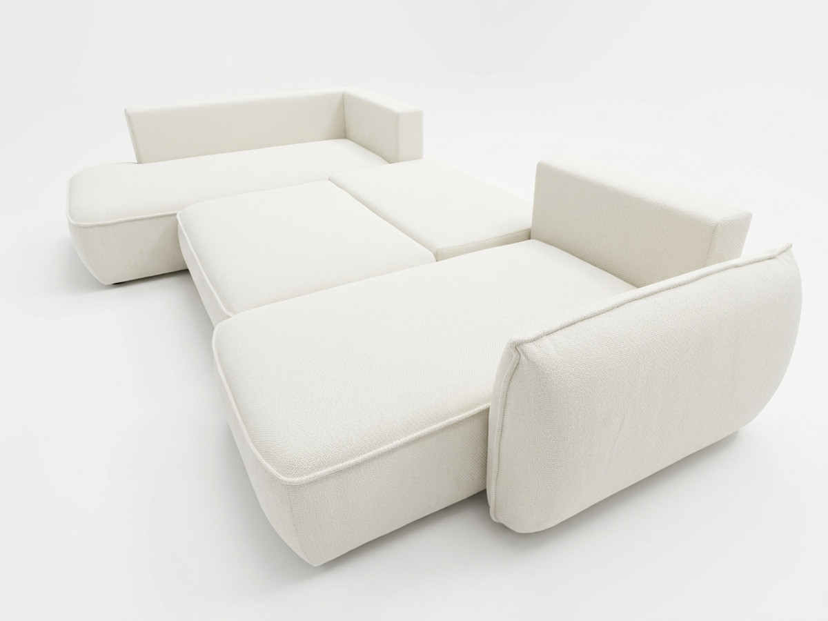 Rozkładana sofa narożna panoramiczna ESMEE z tkaniny szenilowej