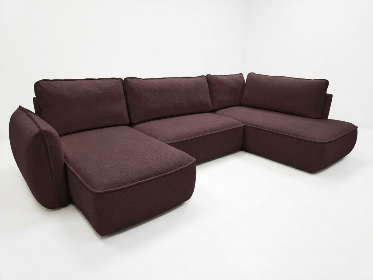 Rozkładana sofa narożna panoramiczna ESMEE z tkaniny szenilowej